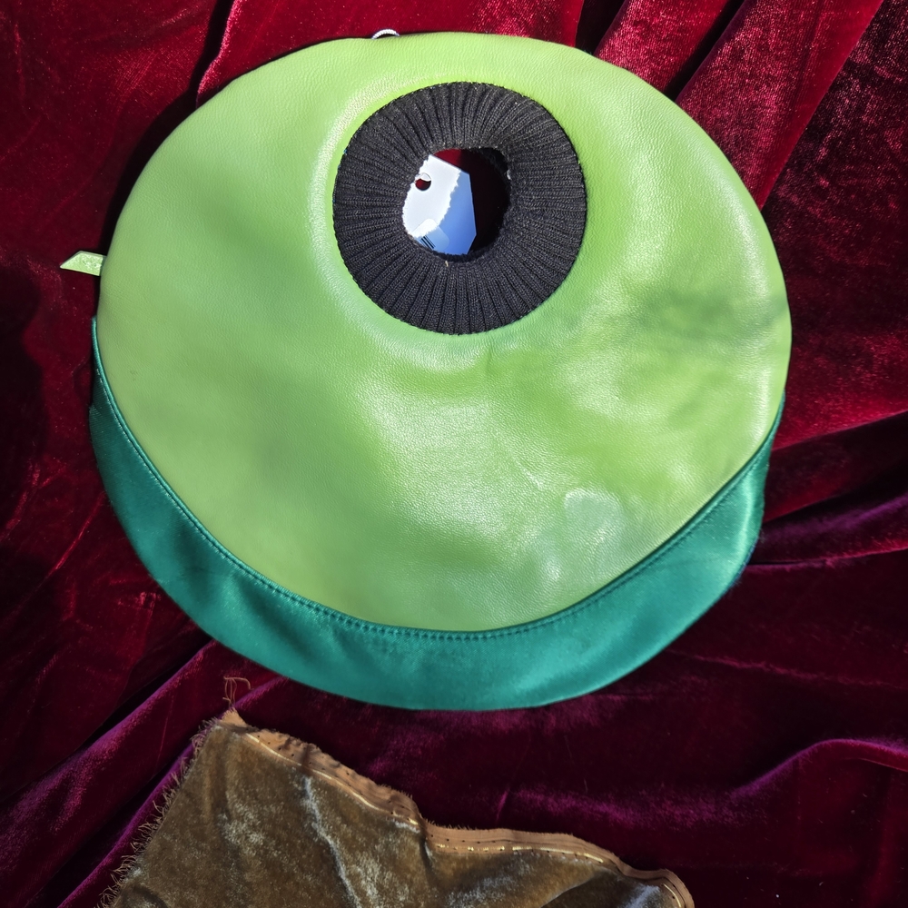 Teeze Round Green Handbag Satin & Faux Leather Unique Circle Bag